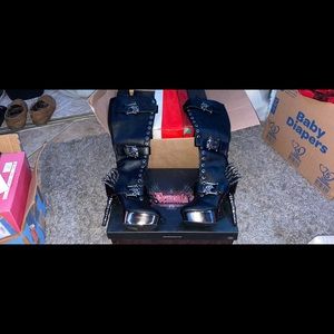 Heels, each heel is a different price. All have never been worn. Demonia boots.
